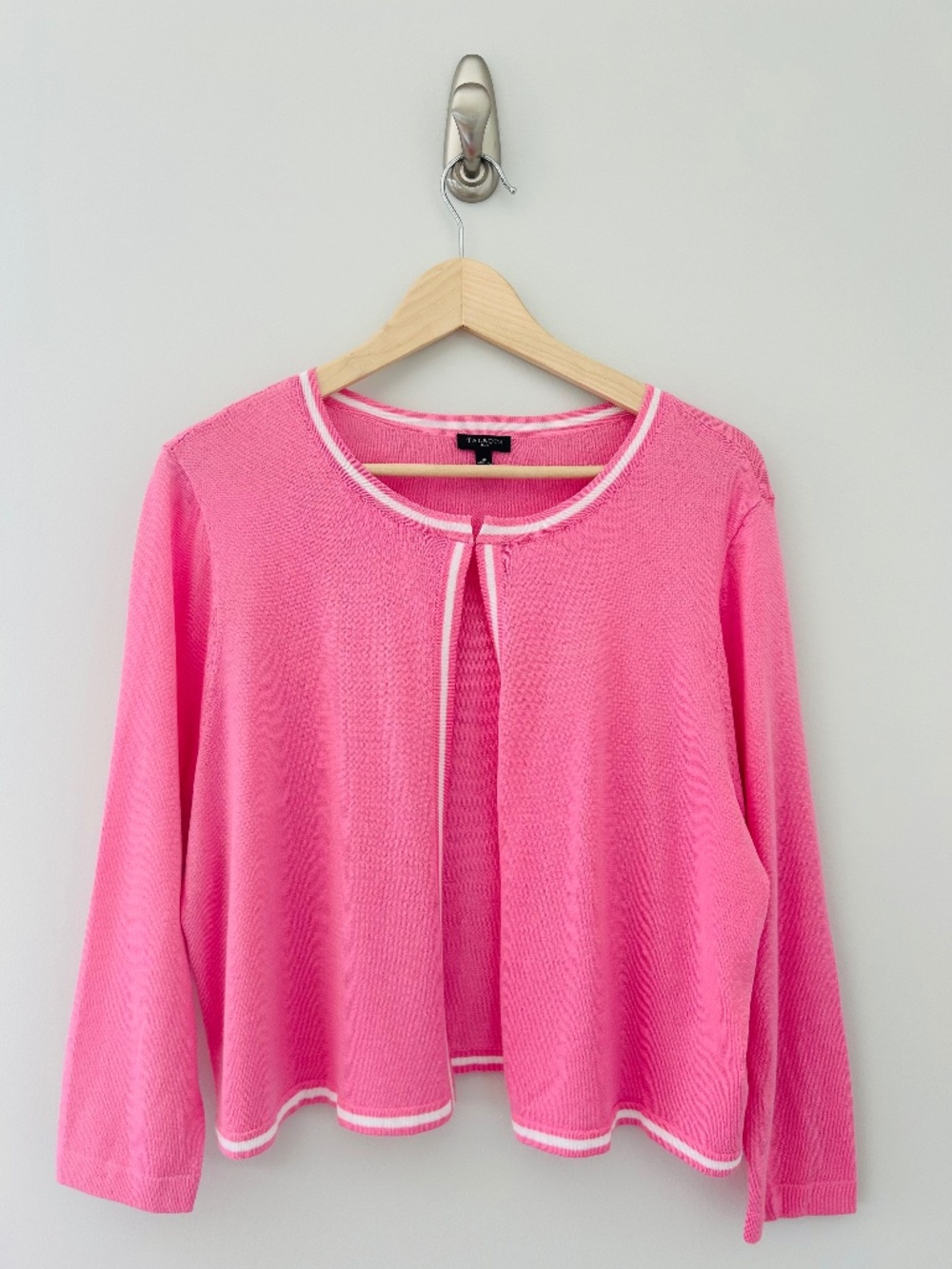 NWOT Talbots Tipped Dress Shug in Pink/White Sz 1x